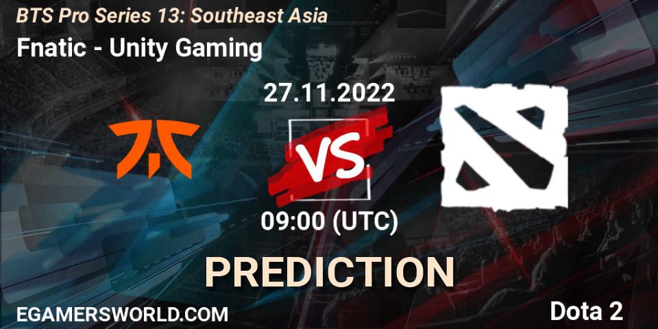 Fnatic contre Unity Gaming : prédiction de match. 04.12.22. Dota 2, BTS Pro Series 13: Southeast Asia