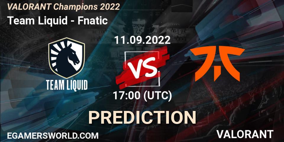 Team Liquid contre Fnatic : prédiction de match. 11.09.22. VALORANT, VALORANT Champions 2022