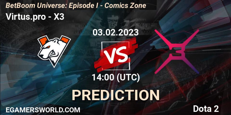 Virtus.pro contre X3 : prédiction de match. 03.02.23. Dota 2, BetBoom Universe: Episode I - Comics Zone