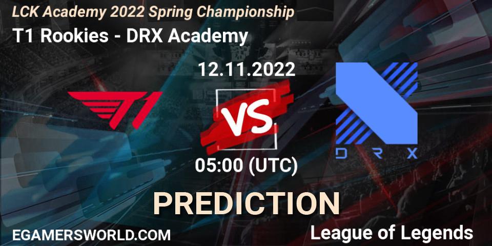 T1 Rookies contre DRX Academy : prédiction de match. 12.11.22. LoL, LCK Academy 2022 Spring Championship