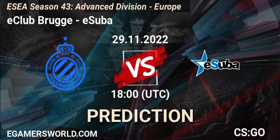 eClub Brugge contre eSuba : prédiction de match. 29.11.22. CS2 (CS:GO), ESEA Season 43: Advanced Division - Europe