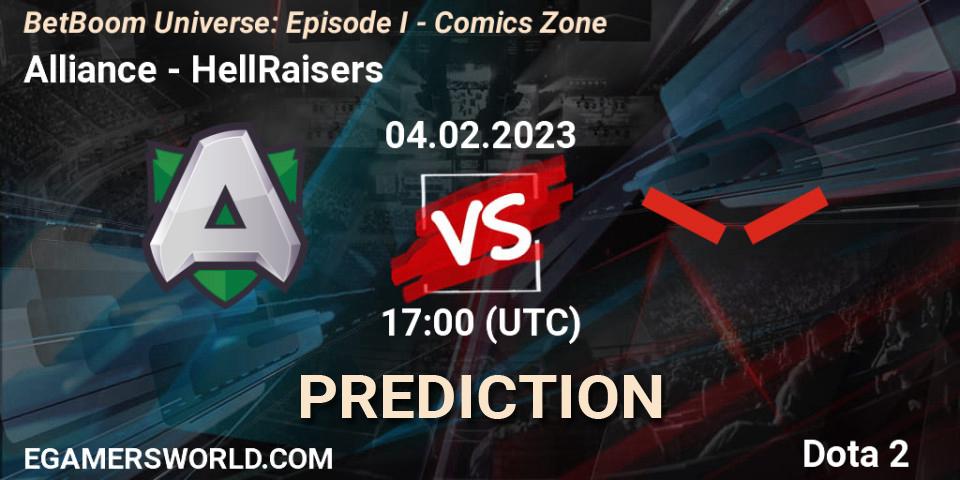Alliance contre HellRaisers : prédiction de match. 04.02.23. Dota 2, BetBoom Universe: Episode I - Comics Zone