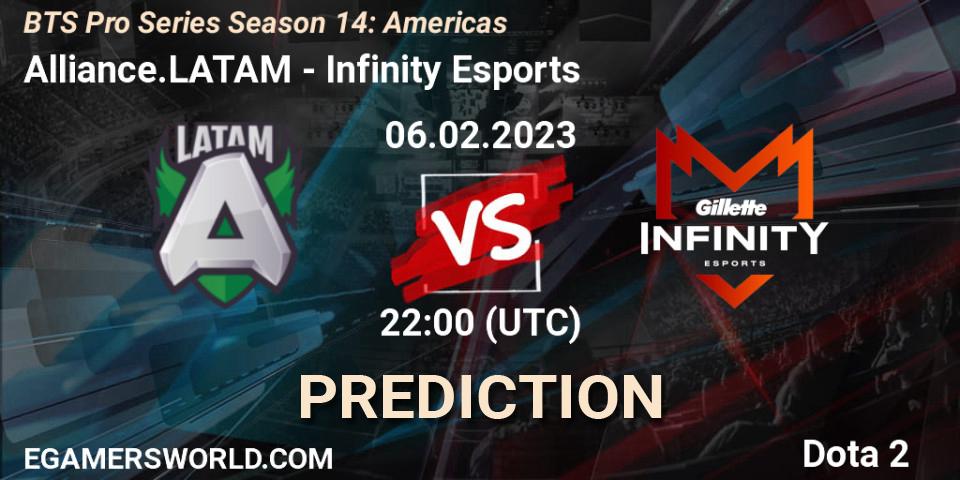 Alliance.LATAM contre Infinity Esports : prédiction de match. 07.02.23. Dota 2, BTS Pro Series Season 14: Americas