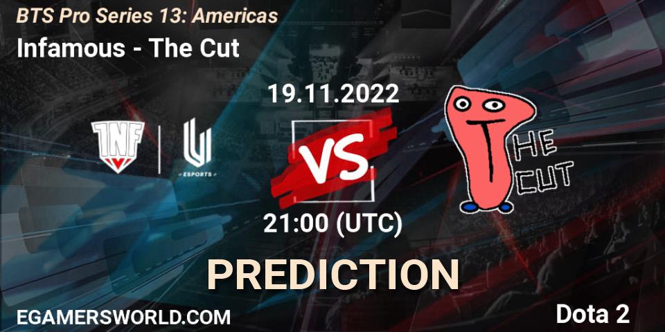 Infamous contre The Cut : prédiction de match. 19.11.22. Dota 2, BTS Pro Series 13: Americas