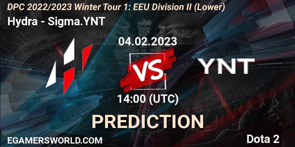 Hydra contre Sigma.YNT : prédiction de match. 04.02.23. Dota 2, DPC 2022/2023 Winter Tour 1: EEU Division II (Lower)