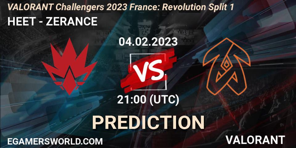 HEET contre ZERANCE : prédiction de match. 04.02.23. VALORANT, VALORANT Challengers 2023 France: Revolution Split 1