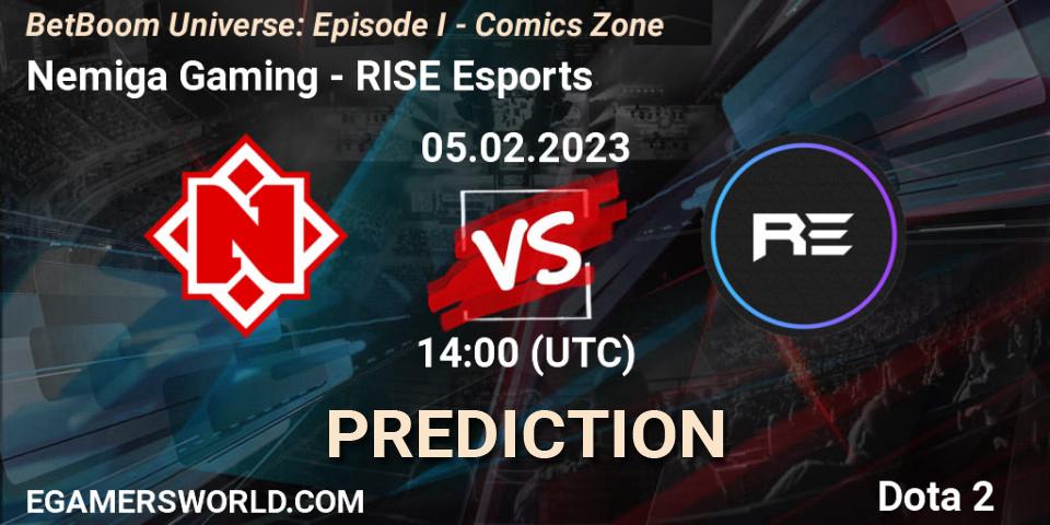Nemiga Gaming contre RISE Esports : prédiction de match. 05.02.23. Dota 2, BetBoom Universe: Episode I - Comics Zone