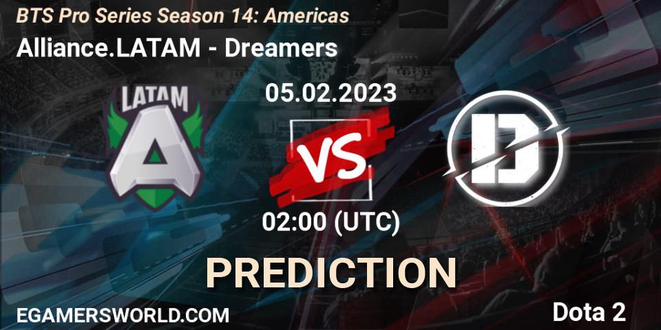 Alliance.LATAM contre Dreamers : prédiction de match. 05.02.23. Dota 2, BTS Pro Series Season 14: Americas
