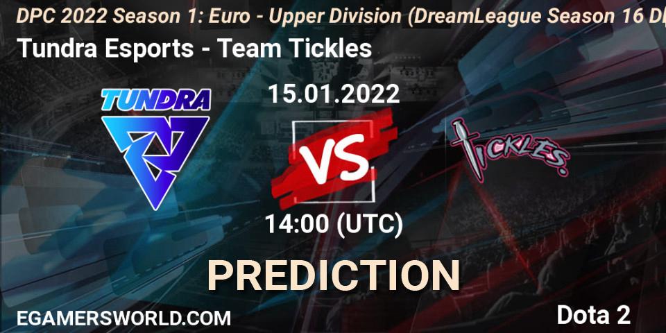 Tundra Esports contre Team Tickles : prédiction de match. 15.01.22. Dota 2, DPC 2022 Season 1: Euro - Upper Division (DreamLeague Season 16 DPC WEU)