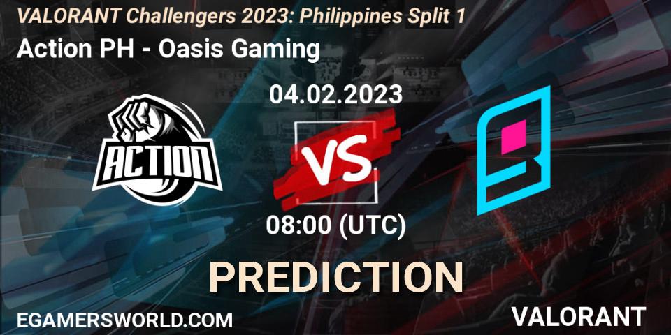 Action PH contre Oasis Gaming : prédiction de match. 04.02.23. VALORANT, VALORANT Challengers 2023: Philippines Split 1