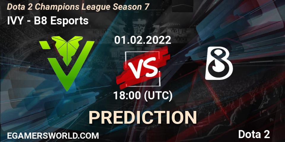 IVY contre B8 Esports : prédiction de match. 01.02.22. Dota 2, Dota 2 Champions League 2022 Season 7