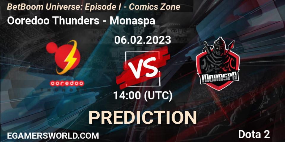 Ooredoo Thunders contre Monaspa : prédiction de match. 06.02.23. Dota 2, BetBoom Universe: Episode I - Comics Zone