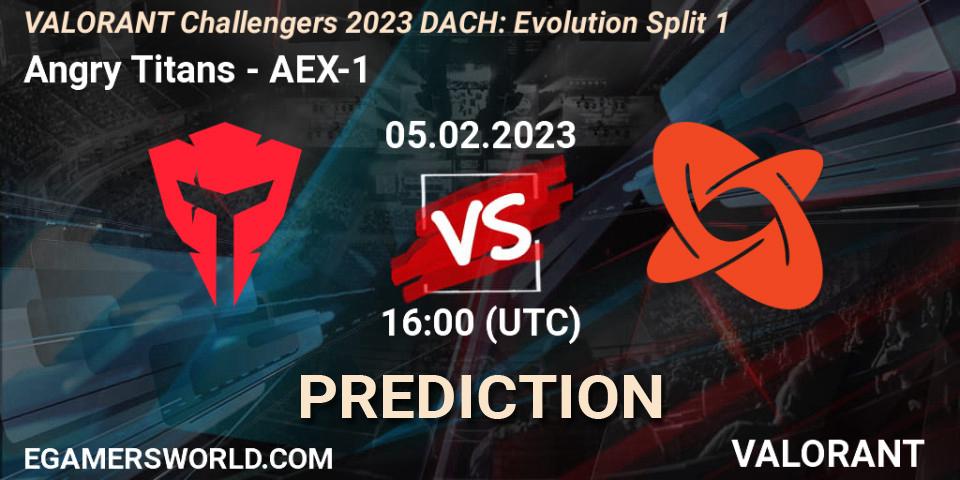 Angry Titans contre AEX-1 : prédiction de match. 05.02.23. VALORANT, VALORANT Challengers 2023 DACH: Evolution Split 1