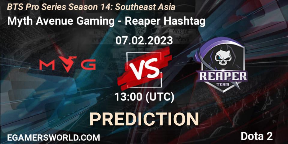 Myth Avenue Gaming contre Reaper Hashtag : prédiction de match. 07.02.23. Dota 2, BTS Pro Series Season 14: Southeast Asia