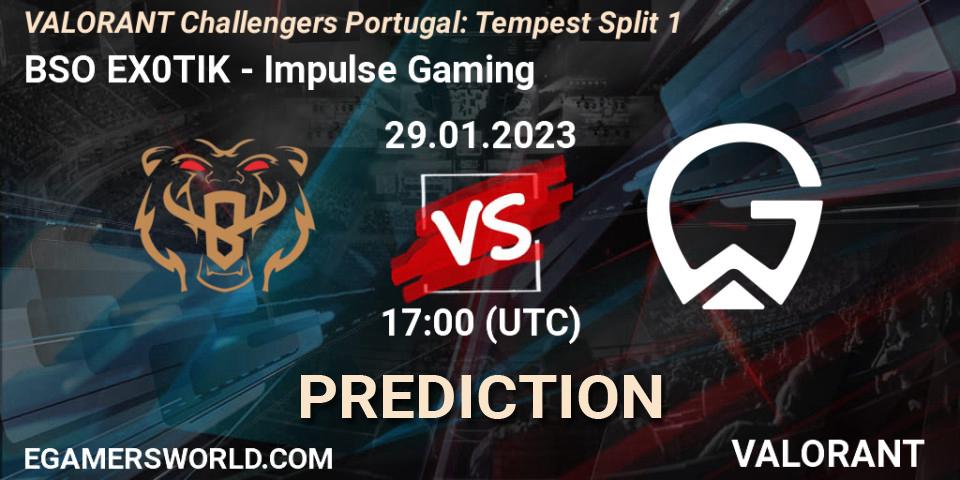 BSO EX0TIK contre Impulse Gaming : prédiction de match. 29.01.23. VALORANT, VALORANT Challengers 2023 Portugal: Tempest Split 1