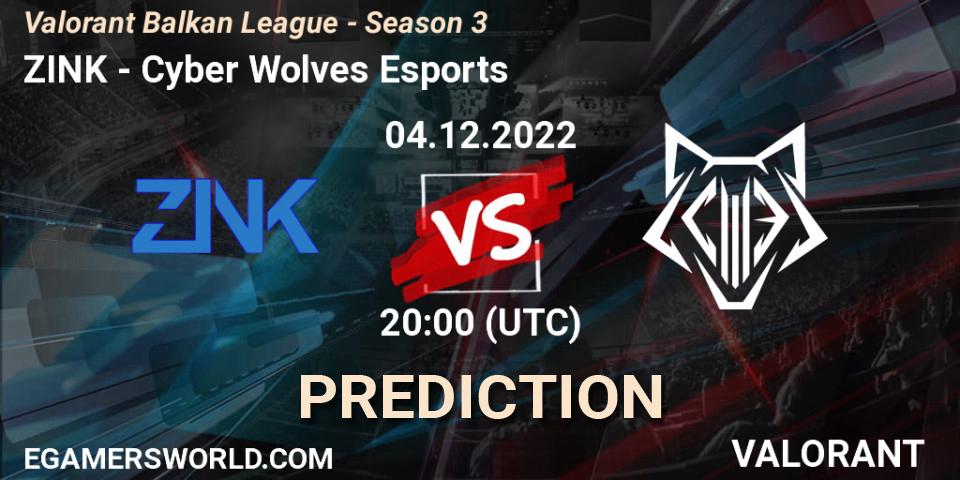 ZINK contre Cyber Wolves Esports : prédiction de match. 04.12.22. VALORANT, Valorant Balkan League - Season 3