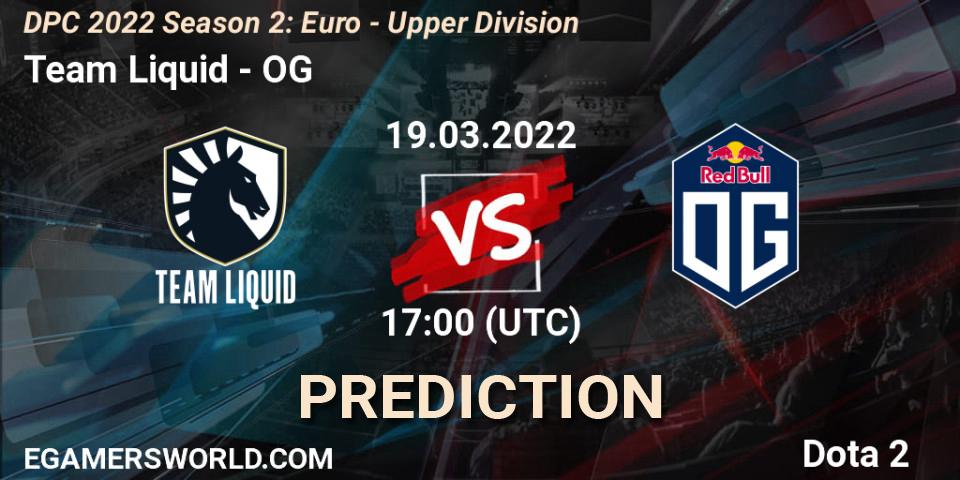 Team Liquid contre OG : prédiction de match. 24.03.22. Dota 2, DPC 2021/2022 Tour 2 (Season 2): WEU (Euro) Divison I (Upper) - DreamLeague Season 17