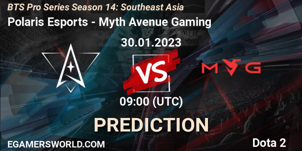Polaris Esports contre Myth Avenue Gaming : prédiction de match. 30.01.23. Dota 2, BTS Pro Series Season 14: Southeast Asia