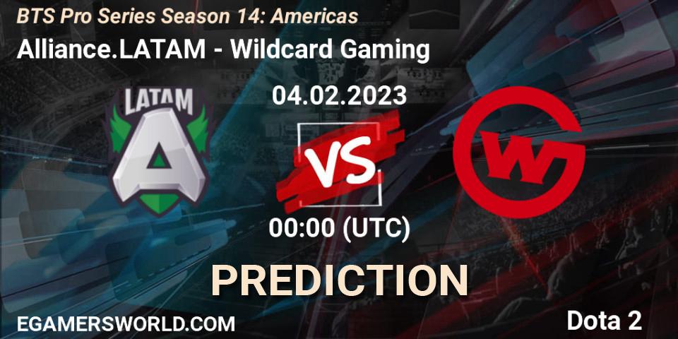 Alliance.LATAM contre Wildcard Gaming : prédiction de match. 04.02.23. Dota 2, BTS Pro Series Season 14: Americas