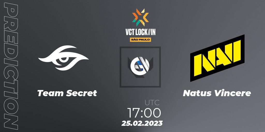 Team Secret contre Natus Vincere : prédiction de match. 25.02.23. VALORANT, VALORANT Champions Tour 2023: LOCK//IN São Paulo