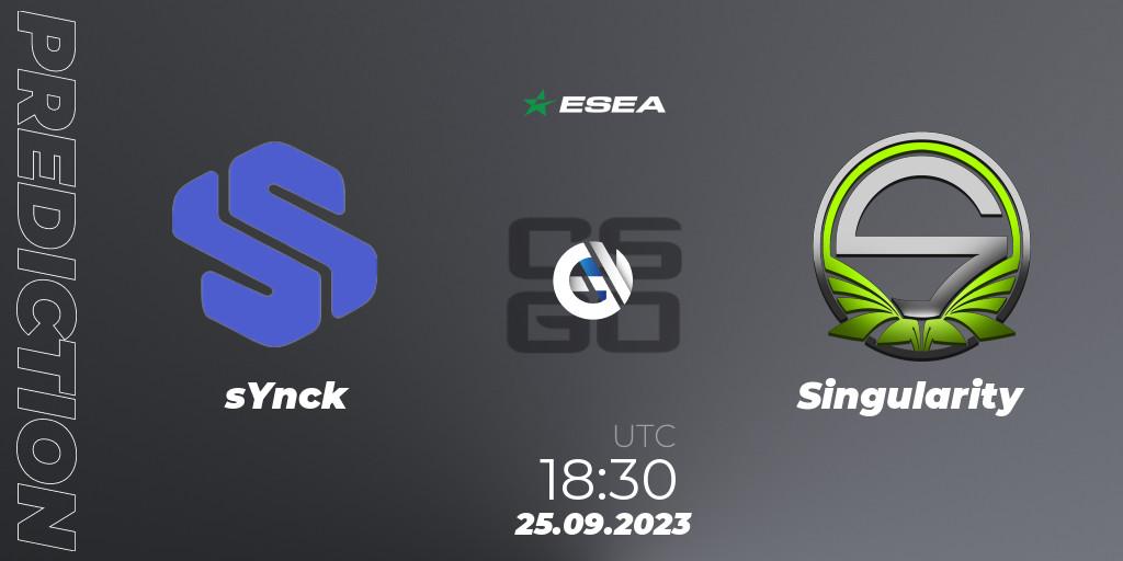 sYnck contre Singularity : prédiction de match. 25.09.23. CS2 (CS:GO), ESEA Advanced Season 46 Europe
