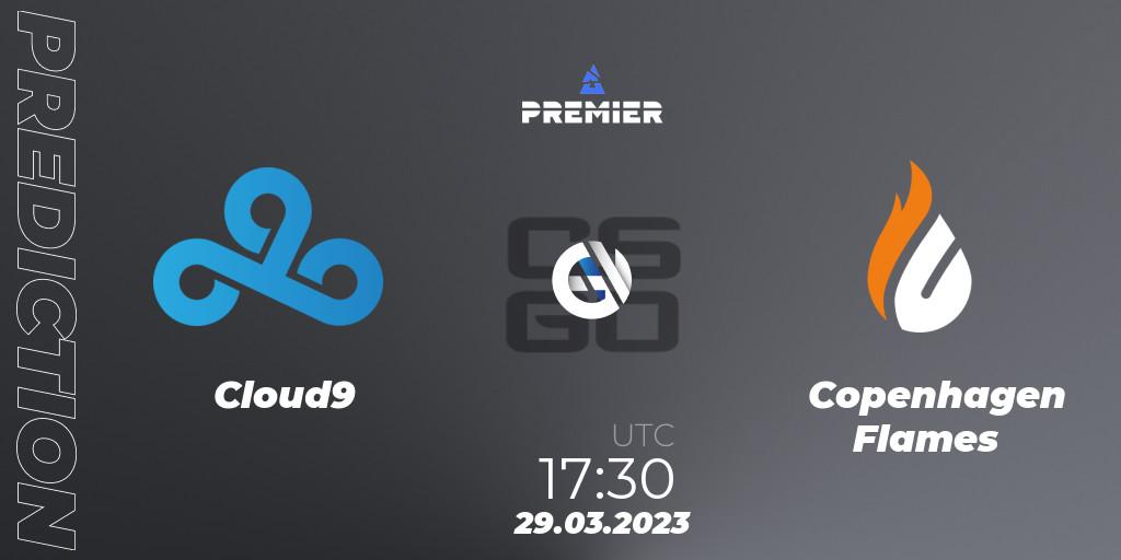 Cloud9 contre Copenhagen Flames : prédiction de match. 29.03.23. CS2 (CS:GO), BLAST Premier: Spring Showdown 2023 Europe