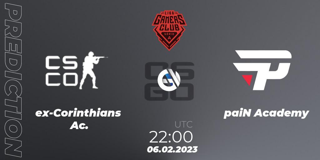 ex-Corinthians Ac. contre paiN Academy : prédiction de match. 06.02.23. CS2 (CS:GO), Gamers Club Liga Série A: January 2023
