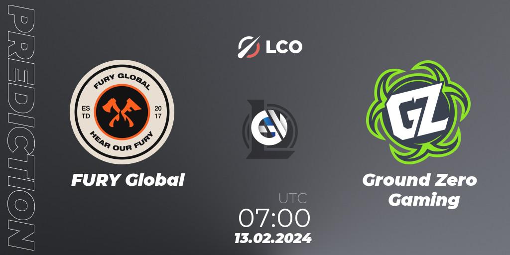 FURY Global contre Ground Zero Gaming : prédiction de match. 13.02.24. LoL, LCO Split 1 2024 - Group Stage