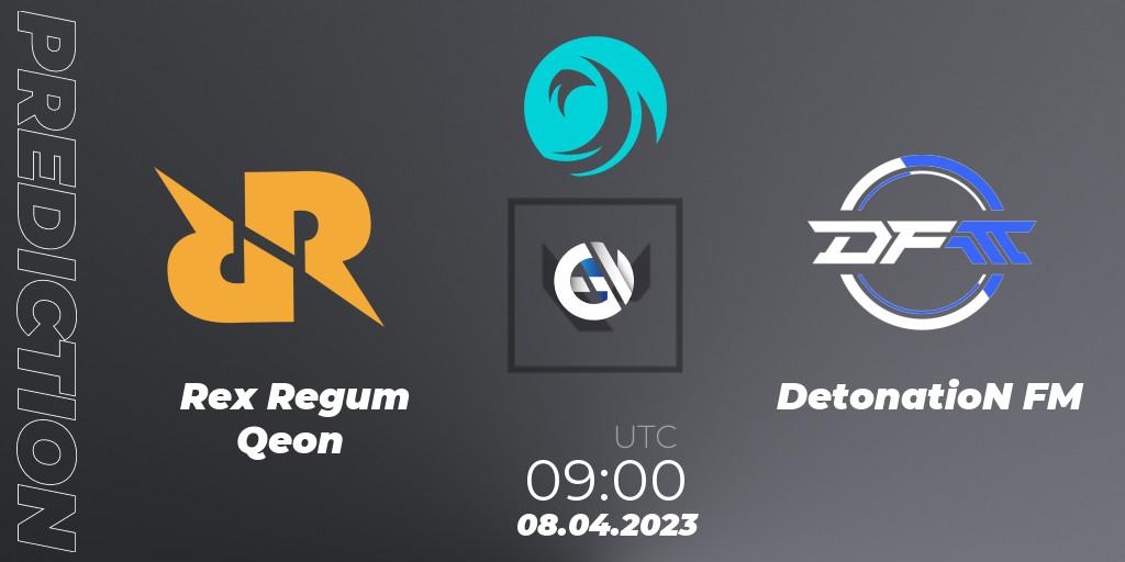 Rex Regum Qeon contre DetonatioN FocusMe : prédiction de match. 08.04.23. VALORANT, VCT 2023: Pacific League