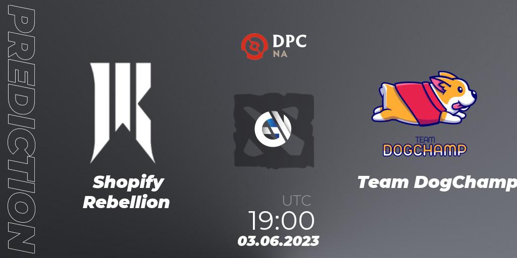 Shopify Rebellion contre Team DogChamp : prédiction de match. 03.06.23. Dota 2, DPC 2023 Tour 3: NA Division I (Upper)