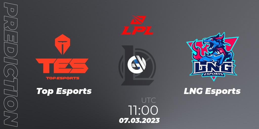 Top Esports contre LNG Esports : prédiction de match. 07.03.23. LoL, LPL Spring 2023 - Group Stage