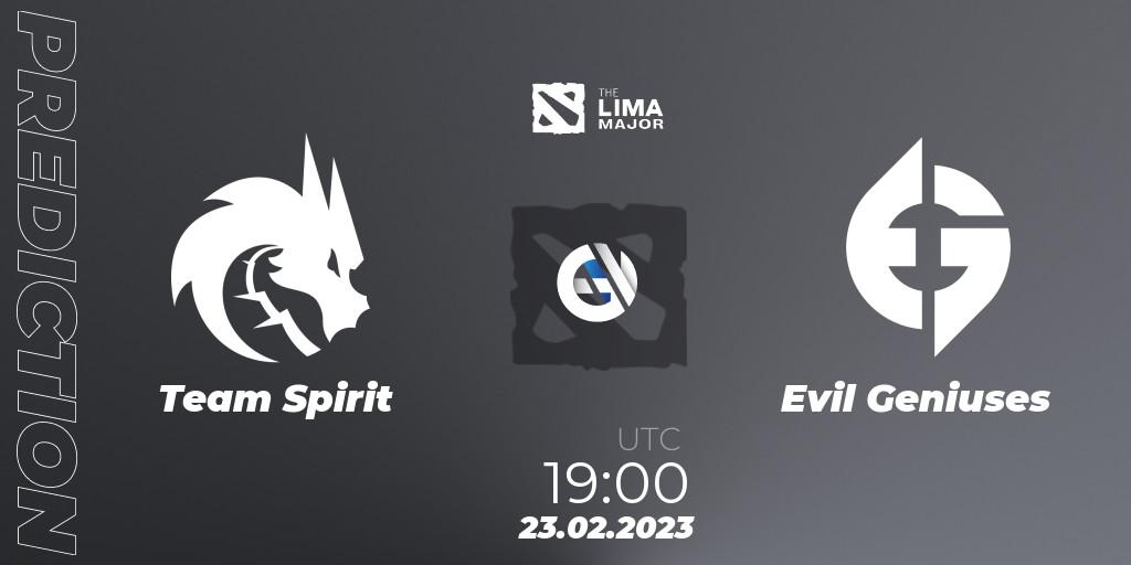 Team Spirit contre Evil Geniuses : prédiction de match. 23.02.23. Dota 2, The Lima Major 2023