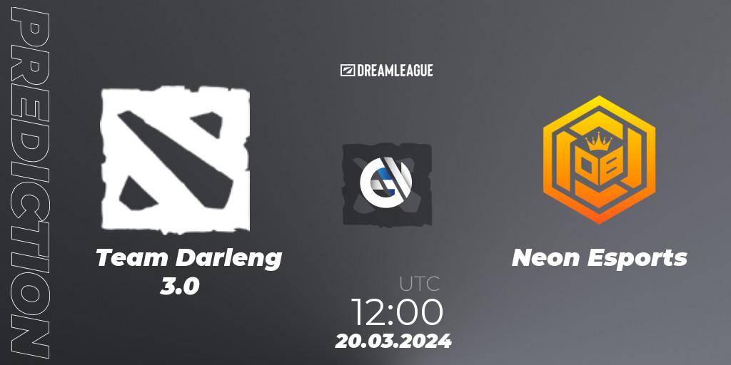 Team Darleng 3.0 contre Neon Esports : prédiction de match. 20.03.24. Dota 2, DreamLeague Season 23: Southeast Asia Closed Qualifier