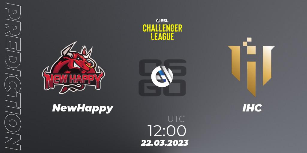 NewHappy contre IHC : prédiction de match. 22.03.23. CS2 (CS:GO), ESL Challenger League Season 44: Asia-Pacific