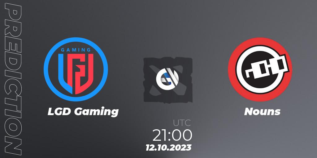 LGD Gaming contre Nouns : prédiction de match. 12.10.23. Dota 2, The International 2023 - Group Stage