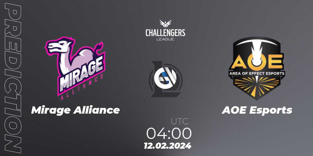 Mirage Alliance contre AOE Esports : prédiction de match. 12.02.24. LoL, NACL 2024 Spring - Group Stage