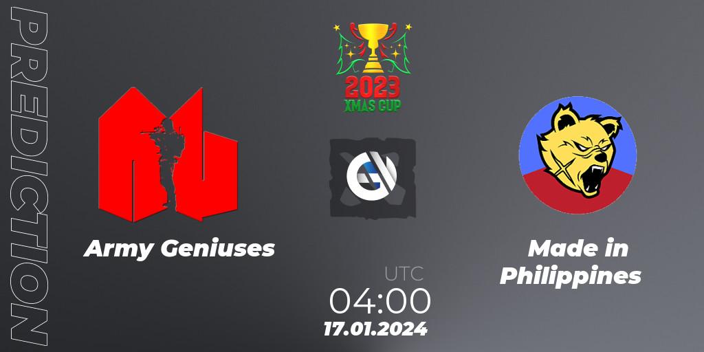 Army Geniuses contre Made in Philippines : prédiction de match. 17.01.24. Dota 2, Xmas Cup 2023