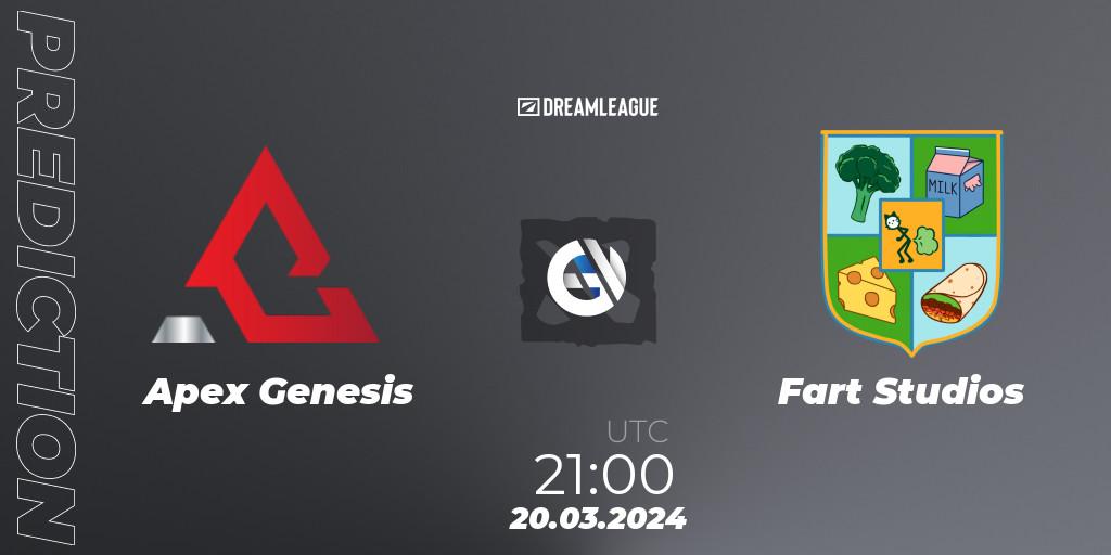 Apex Genesis contre Fart Studios : prédiction de match. 20.03.24. Dota 2, DreamLeague Season 23: North America Closed Qualifier