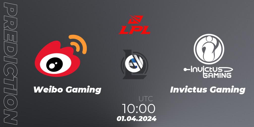 Weibo Gaming contre Invictus Gaming : prédiction de match. 01.04.24. LoL, LPL Spring 2024 - Playoffs