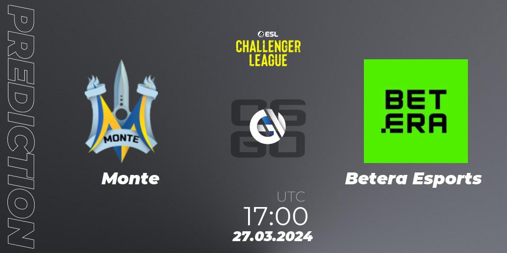 Monte contre Betera Esports : prédiction de match. 28.03.24. CS2 (CS:GO), ESL Challenger League Season 47: Europe