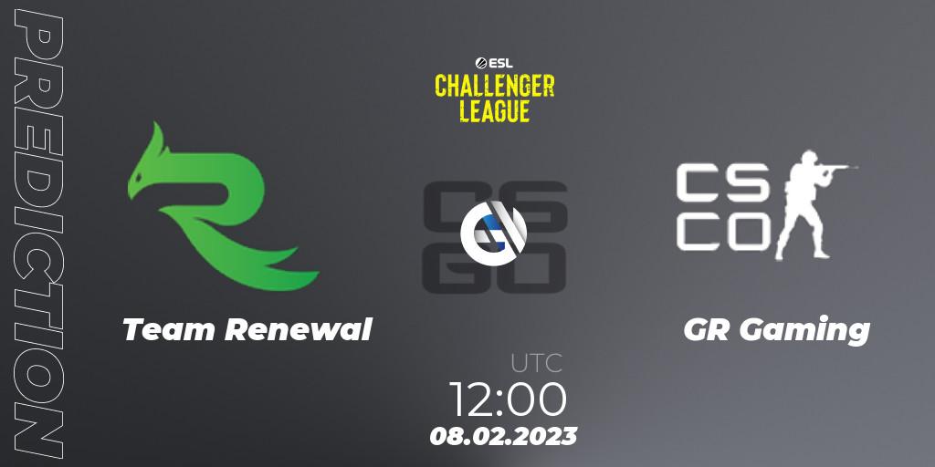 Team Renewal contre GR Gaming : prédiction de match. 08.02.23. CS2 (CS:GO), ESL Challenger League Season 44: Asia-Pacific