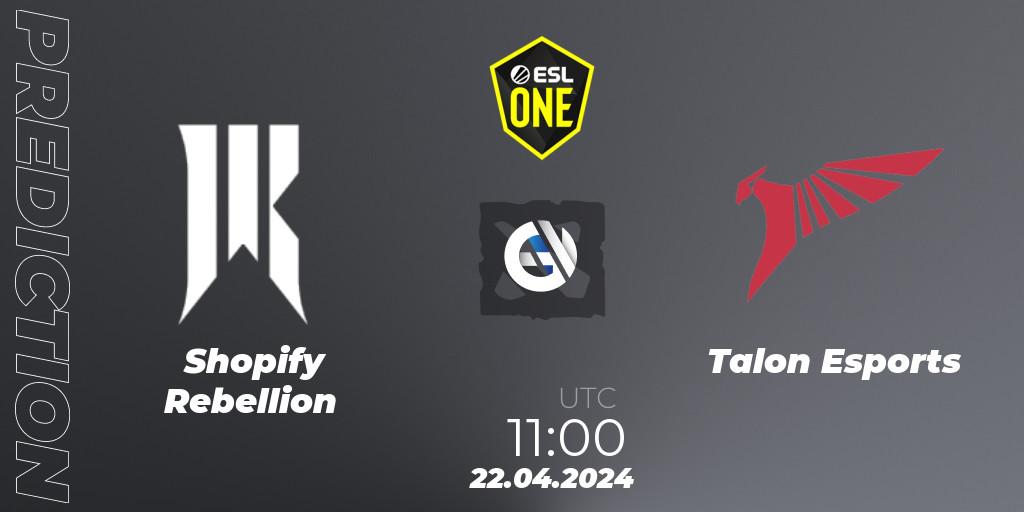 Shopify Rebellion contre Talon Esports : prédiction de match. 22.04.24. Dota 2, ESL One Birmingham 2024